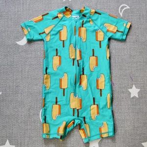 Hanna Andersson Girl Ice Cream Blue Sunblock Rash Guard Suit Sz 3T 90cm